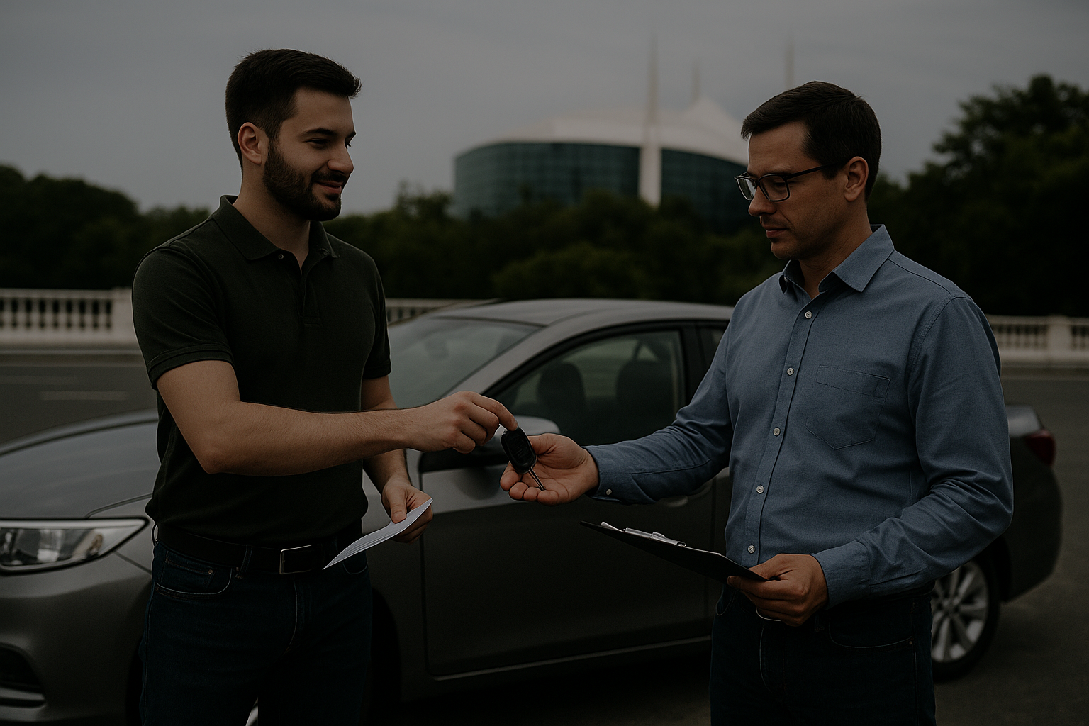 Abu Dhabi car buyers discussing car sale in Saadiyat Island