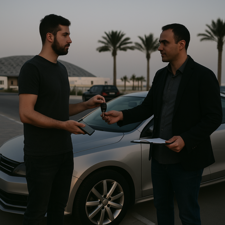 Abu Dhabi car buyers meeting in Saadiyat Island during car handover