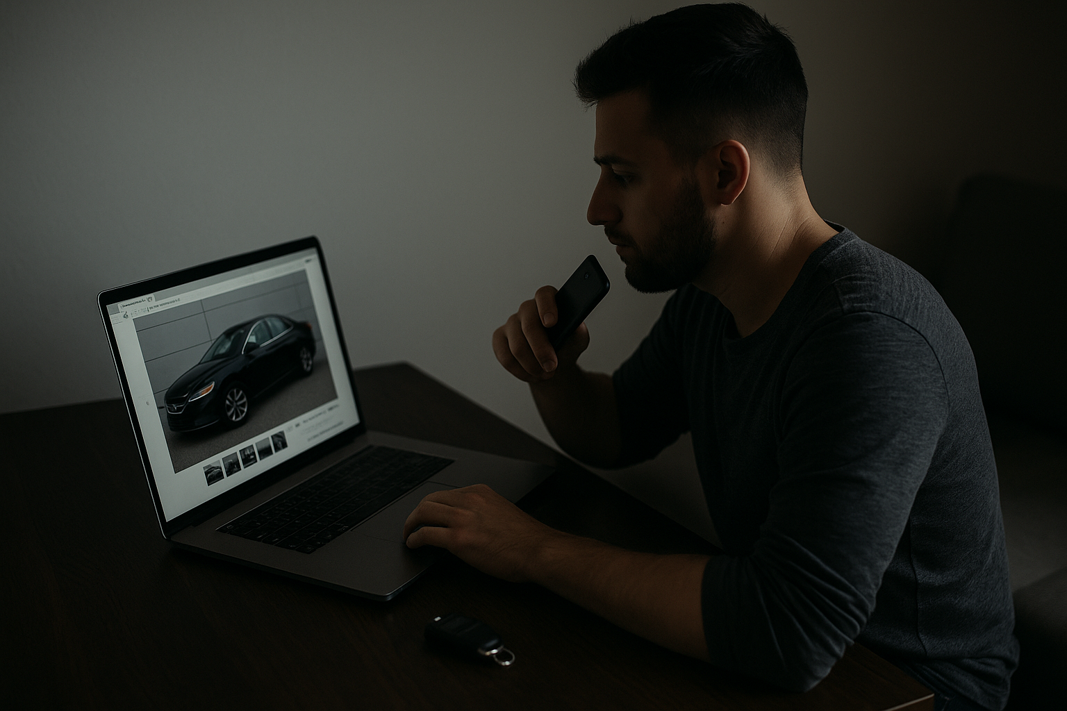 man searching best place to sell his car online for free