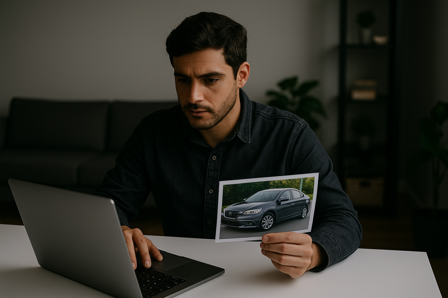 regular man posting best car sale ad online