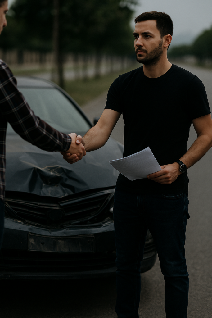 man shaking hands to sell broken car for cash near me