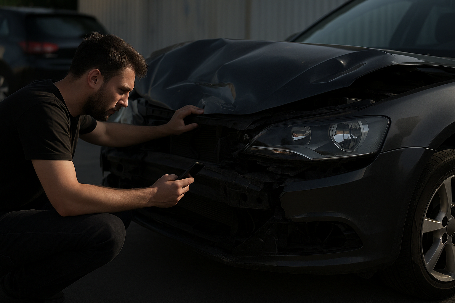 man inspecting vehicle to sell my broken car in Abu Dhabi