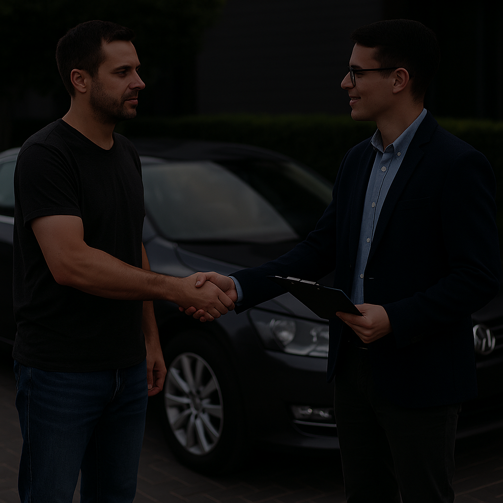 trusted car buyers shaking hands in Abu Dhabi sale