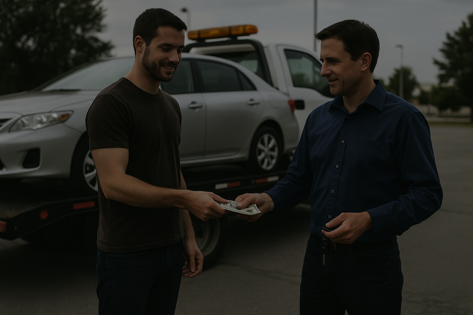 cash for cars removal showing car handover in Abu Dhabi