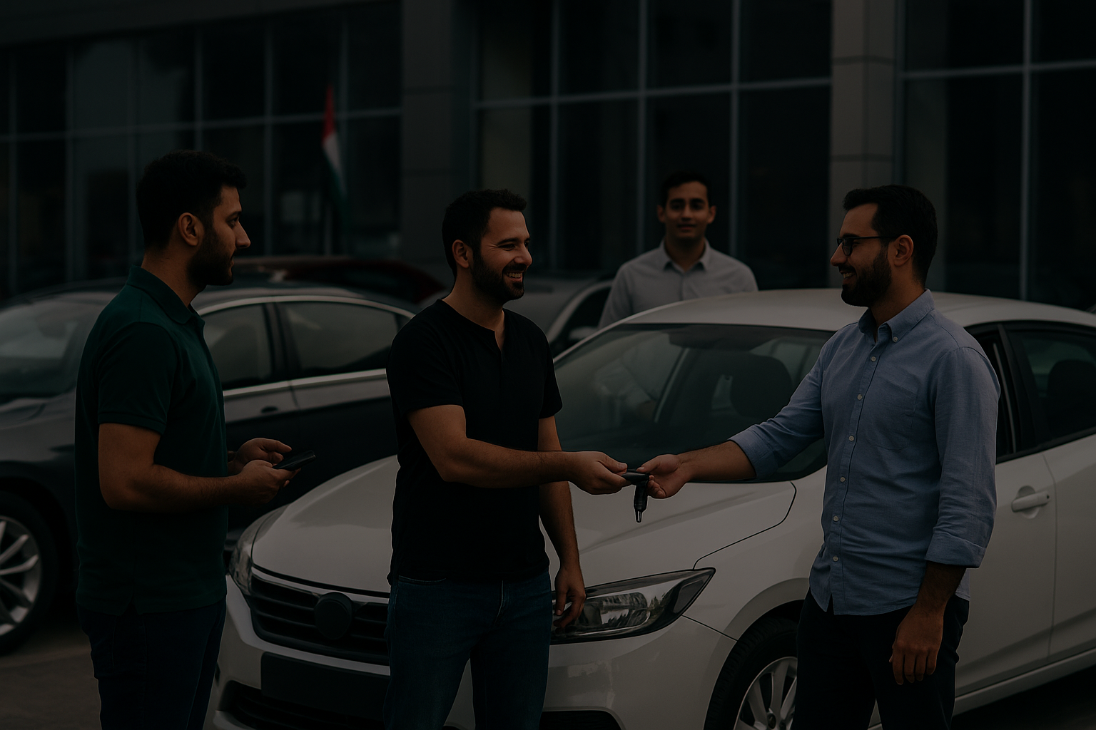 Abu Dhabi car buying service with regular men during car transaction