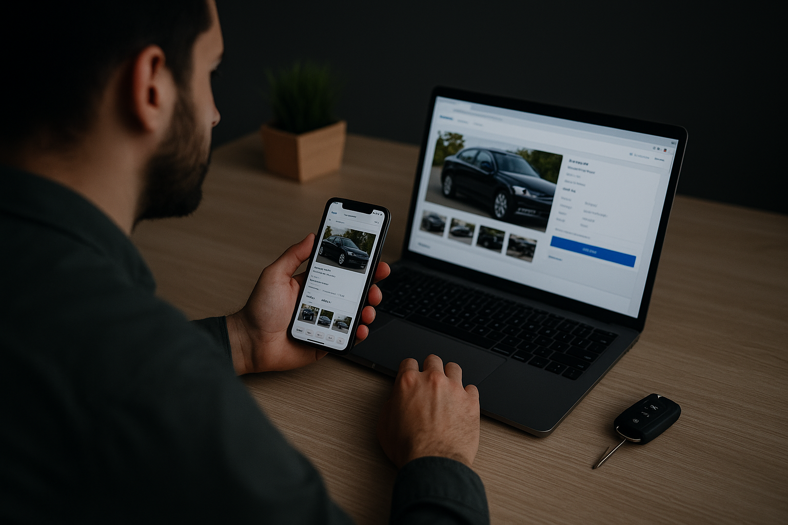 man using best place to sell car online for free