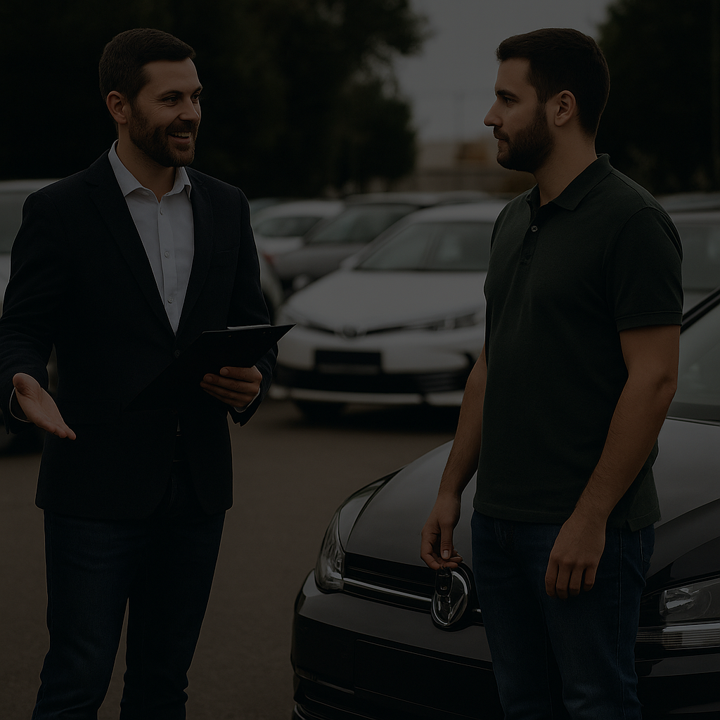 regular men discussing how to buy a car in Abu Dhabi