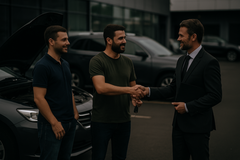 trusted car buyers completing car deal in Abu Dhabi