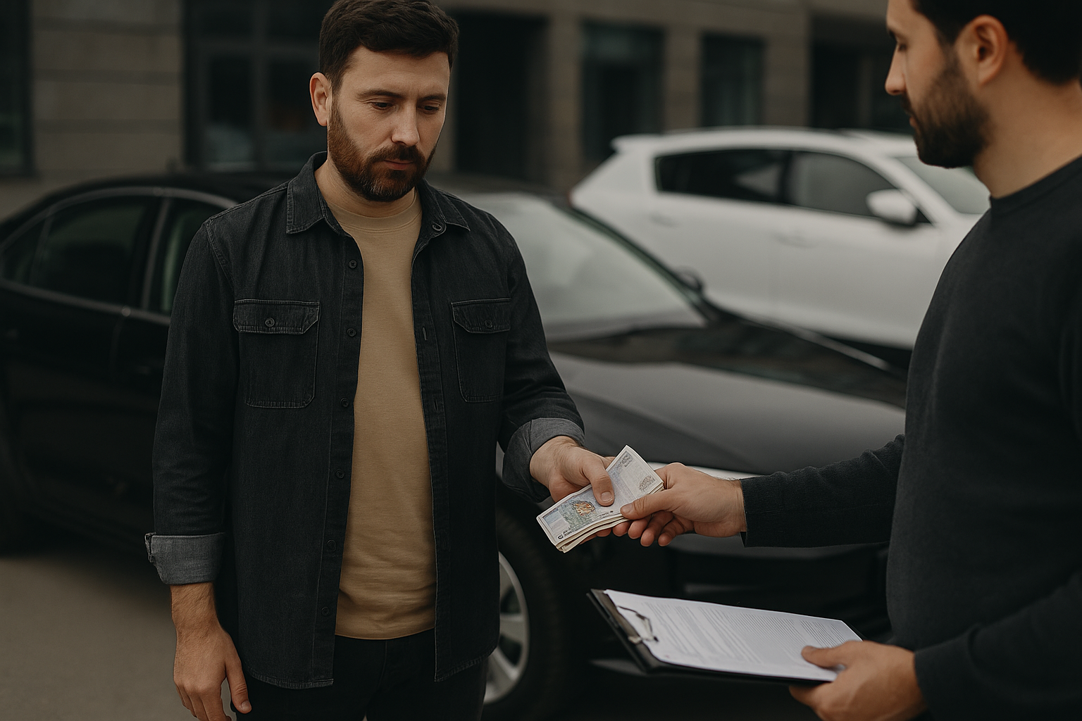 Abu Dhabi car selling with instant payment transaction scene