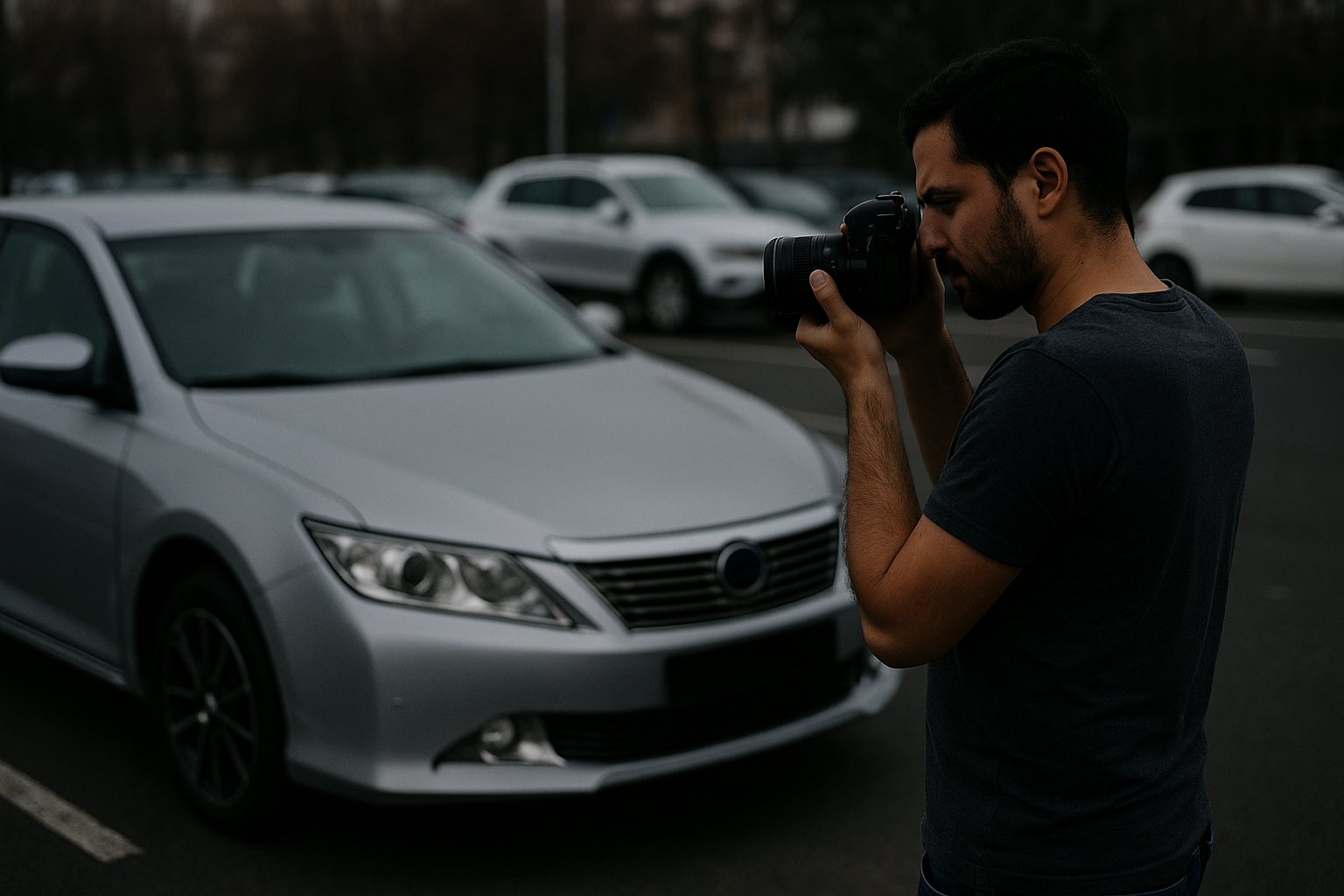 man taking photos to post free car ad Abu Dhabi
