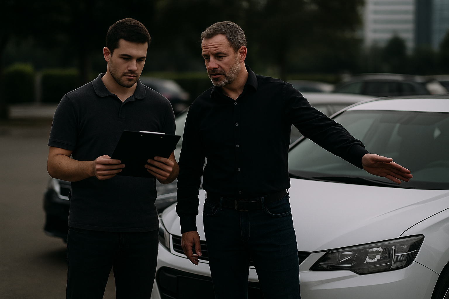 top rated car buyer discussing car sale with customer in Abu Dhabi