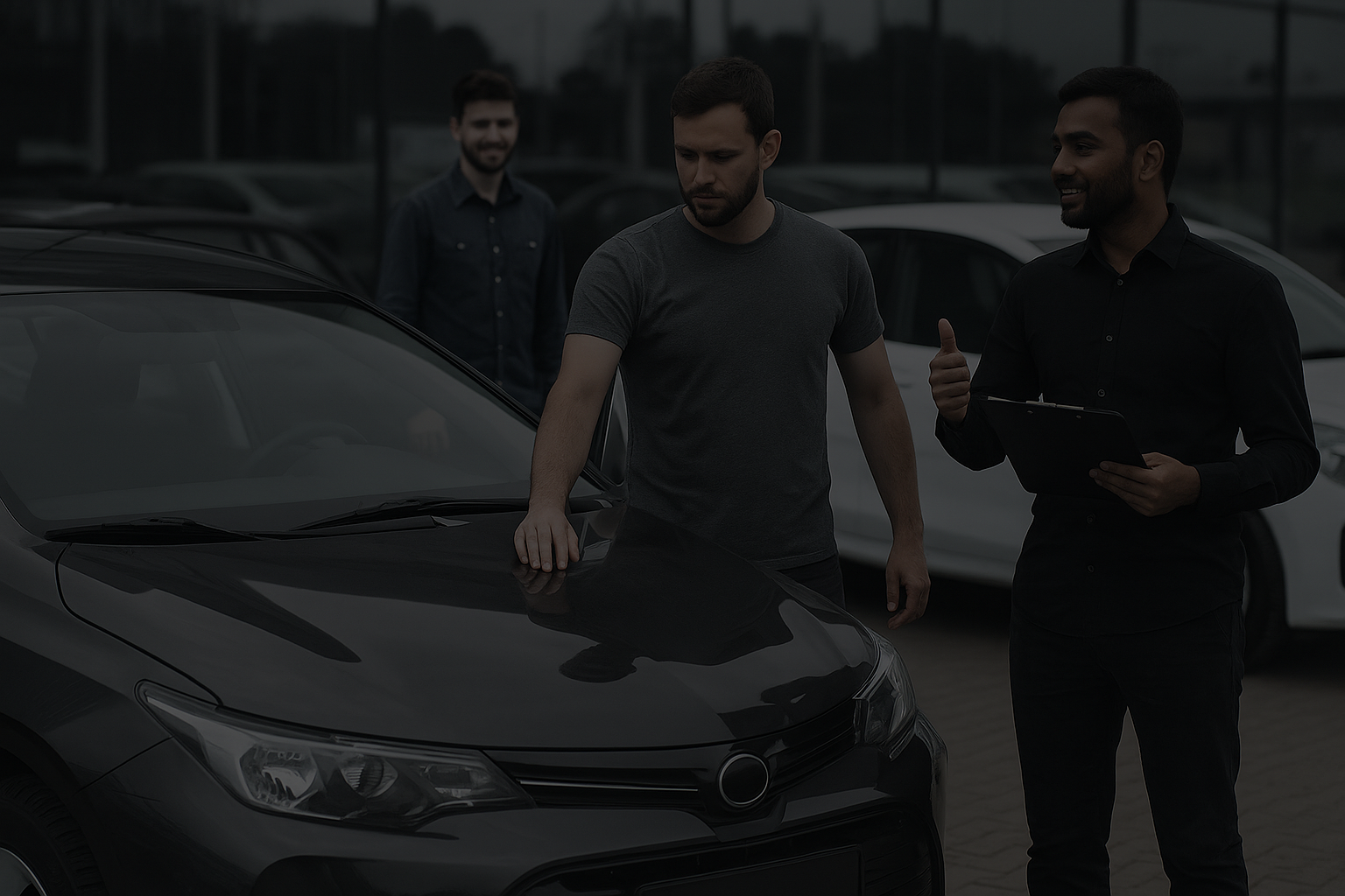 regular men checking cars to buy a car from Abu Dhabi