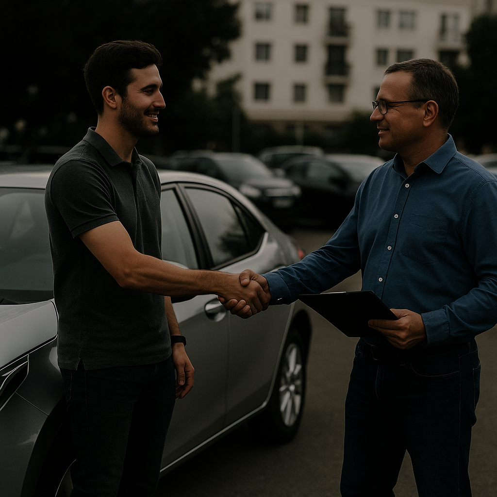 Abu Dhabi car buyers meeting in Baniyas parking lot