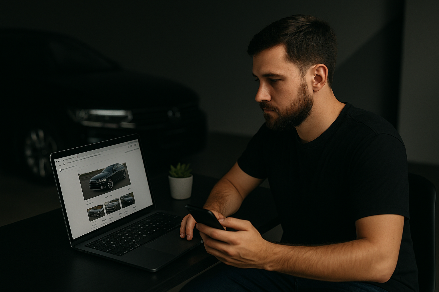 man using free car selling websites in Abu Dhabi