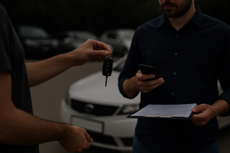 regular men exchanging keys to sell any car in Abu Dhabi
